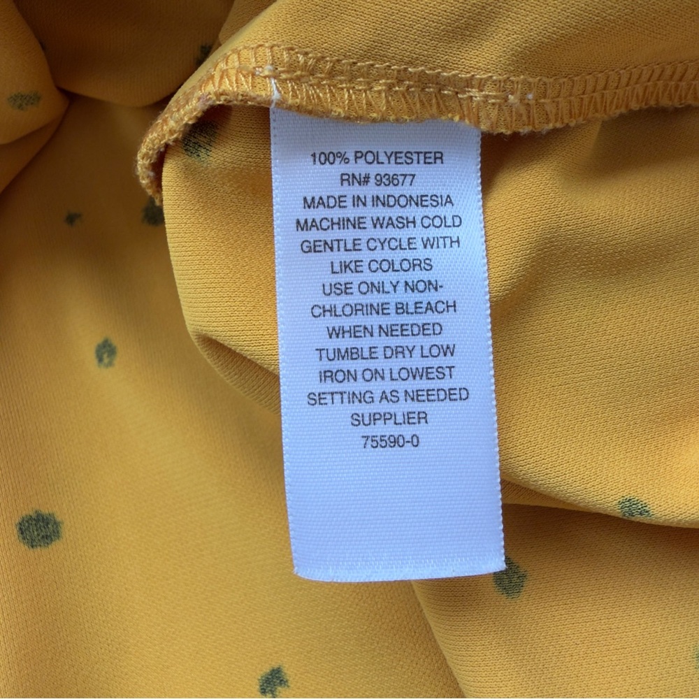 Mustard Yellow Polka Dot Wrap Front Blouse Worthington - Picture 7 of 7